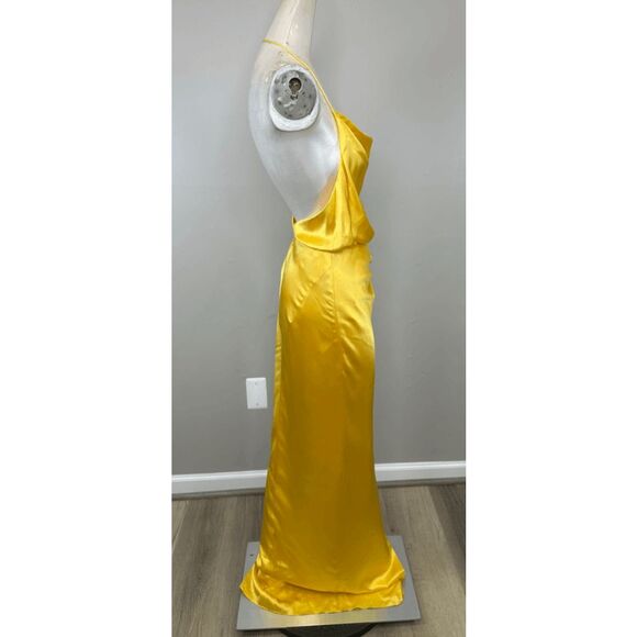 The Sei Halter Cowlneck Silk Gown in Canary Size US10 $1127 - Picture 5 of 10